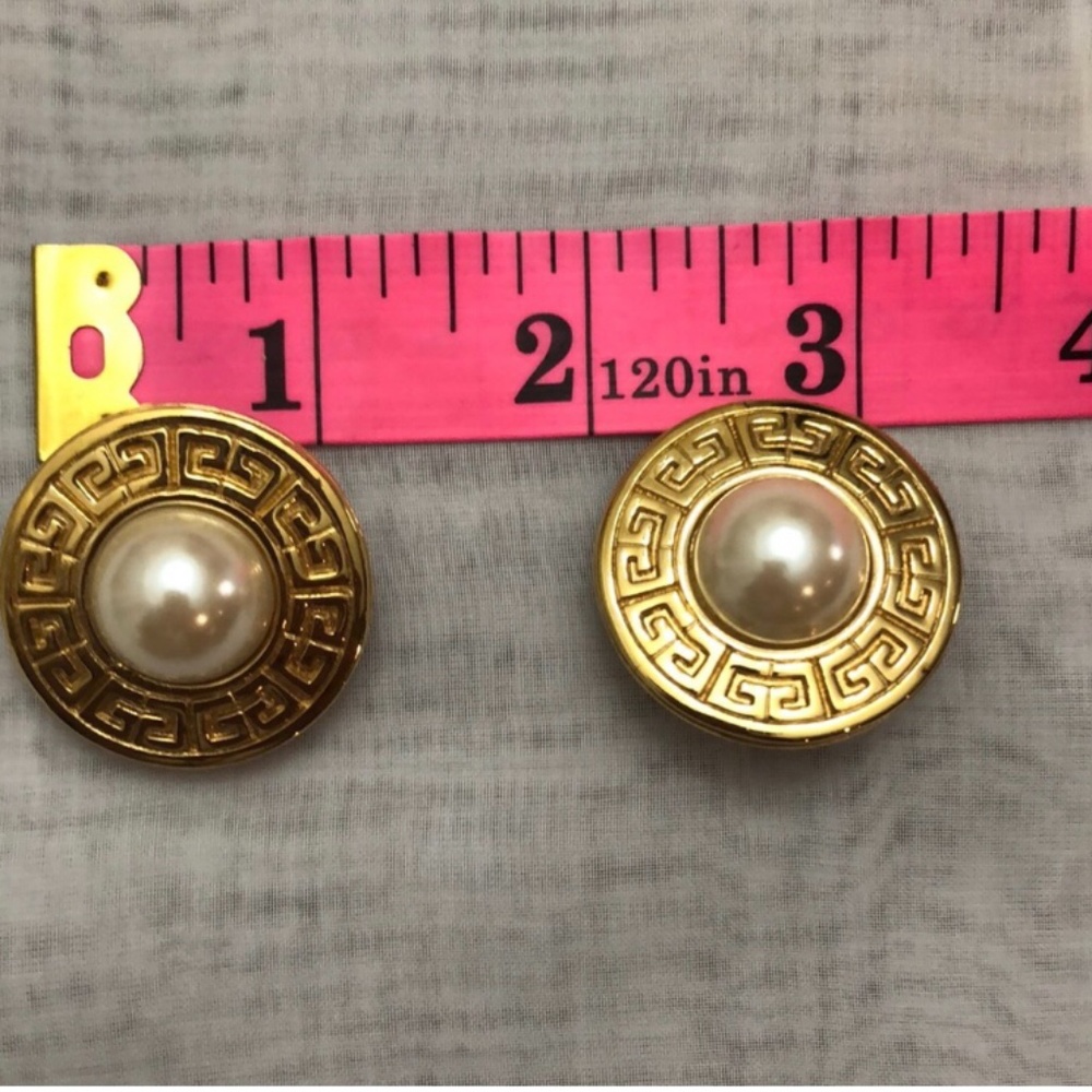 Vintage Circle Givenchy logo clip-on gold tone earrings